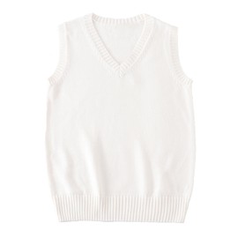 Tuten School Vest, Women's V-Neck Knit Vest, Student Uniform, Knit Vest, Solid, Loose, Spring, Summer, Autumn, Winter, Commuting to School, Cotton, Middle School, High School, Lightweight, Casual,
