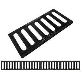 Natotela Pedestrian Ductile Iron Drain Grate-16x8 in. Durable Metal Trench Drain Grates,4 Pack Total Length 63 in,Outdoor Channel Drainage Cover for Downspout Sewer Yard Fence Farm Basement