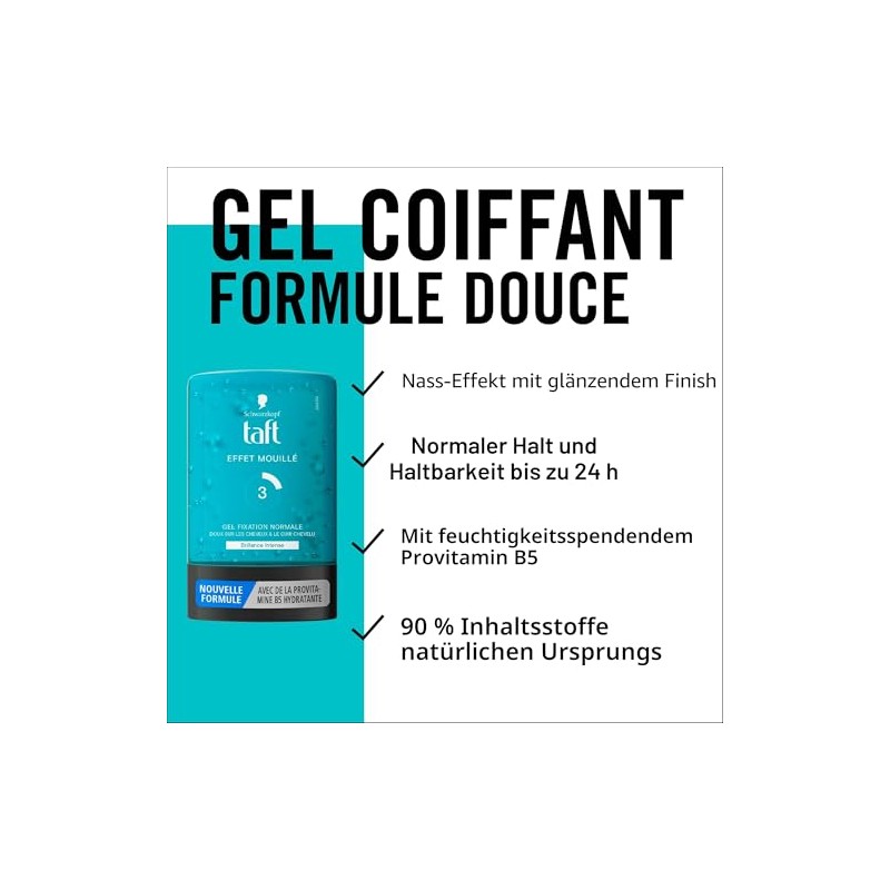 Schwarzkopf Taft Hairdressing Gel, Wet Effect, Intense Shine, Normal Fixation,