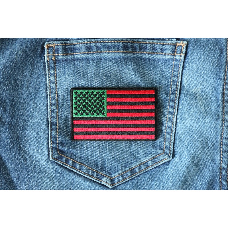 Ivamis American Flag with African Colors Iron on Patch- 3.2x2