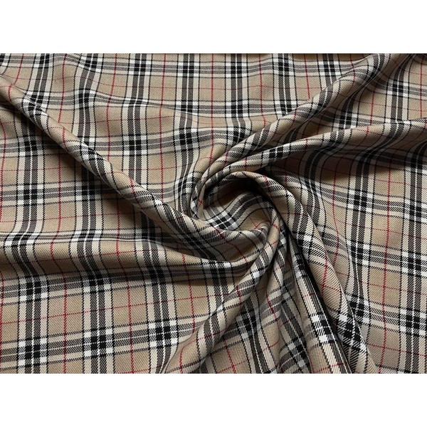 Scottish Tartan Fabric Design 25 Beige Check