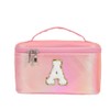 Large Preppy Patch Makeup Bag,Travel Cosmetic Bags PU Leather Portable