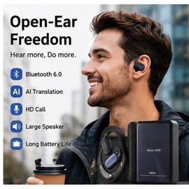 Open-Ear Bluetooth Translation Earbuds – Ear-Hook Headset with AI App Support for Travel, Calls and Music