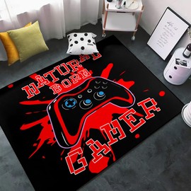Gamer Area Rugs for Gamer Bedroom Living Room Black Gamepad Red Gaming Carpet Bedroom Sofa Mat Door Mat for Adults Game Player Cool Bath Mats Exercise Yoga Mats, 47"x31"
