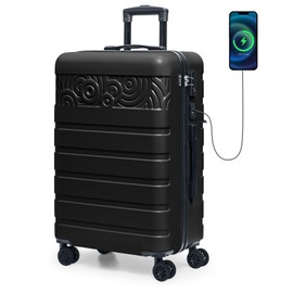 Krute Luggage Suitcase with Spinner Wheels PC+ABS Hard Shell Suitcases Lightweight 24 Inch Luggage with USB Charging Port & TSA Lock