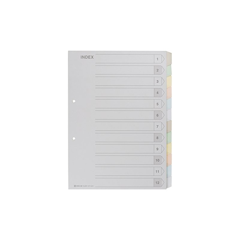 キングジム カラーインデックスA4 12山タイプ 907-12Y