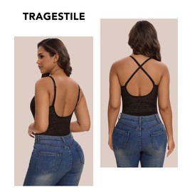 SHAPERIN Shapewear Women's Body Tummy Control Backless Shaping Bodysuit Sptize Corset Shapewear String Body with Adjustable Shoulder Strap, black