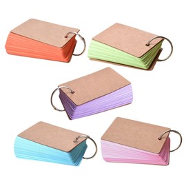 DOITOOL Colorful Blank Memo Books Set of 5 with Binder Rings Portable DIY Flash Cards for Students Index Cards for Study and Revision