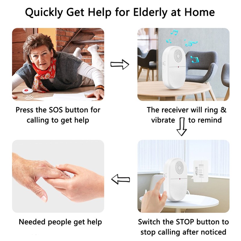 DAYTECH Personal Alarms for Elderly, Wireless Portable Vibration Caregiver Pager