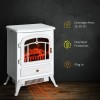 750/1500W Electric Fireplace Heater White Realistic LED Log Flames Glass