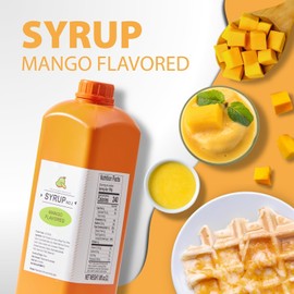 Soeos Mango Flavored Syrup, 68 fl oz (2 Liters), Rich & Sweet Fruit Syrup for Drinks, Desserts, and Pancakes – Perfect for Boba Tea, Milkshakes, Ice Cream, and Cocktails