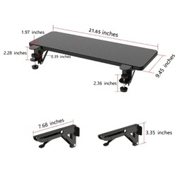 Siiboat Desk Extender 21.65"x9.45" Arm Support Collapsible Ergonomics Computer Table Extension Keyboard Tray for Square Tabletop - Carbon Fiber