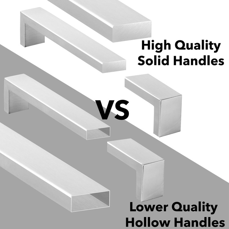 CAULDHAM Solid Stainless Steel Cabinet Hardware Square Handle Pull Brushed