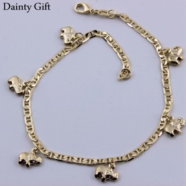 DAINTY Women Girl Non Fade Dangle Elephant Gold Filled Chain Anklet Foot Bracelet 9.5"