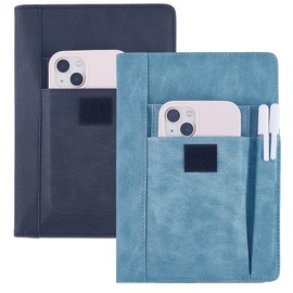 craspire 2 Coloured Book Covers Made of PU Leather A5 Waterproof Book Cover Cyan Black Reusable Book Protector for Paperbooks Notebook Covers with Pen Pockets for Book Lovers Gifts