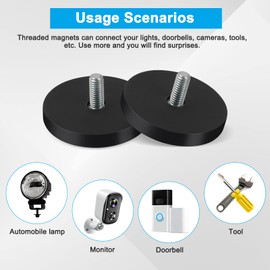 Neodymium Magnets Rubberised Diameter 43 mm with M6 Male Thread, Rubberised Magnetic Disc, Rubber Round Magnets, Magnetic Systems with Rubber Coating, for Screws Eyelet or Hook (Pack of 6)