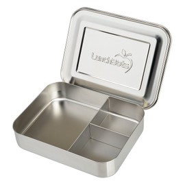 LunchBots Bento Trio Large Stainless Steel Food Container - Three Section Design Holds Sandwich and Two Sides - Bento Lunch Box for Kids or Adults - Dishwasher Safe and BPA-Free – All Stainless