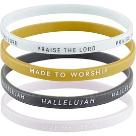 Creative Brands Christian Gifts 4-Pack Bracelet Set - Faithworks Threads of Faith Silicone Wristband Bracelets, One Size, Made To Worship