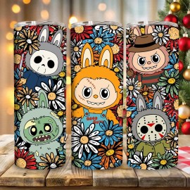 Handmade Cartoon Monster Doll Trending Floral 20oz Skinny Tumbler Insulated Travel Mug