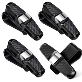 Brillenhalter für Auto, 4 Stück Auto Brillenhalter, Brillenhalterung, Sonnenbrillen Brillen mit Kartenkarten Clip, 180°Rotational Auto Visor Sonnenbrille Clip, Universal Doppelenden Brillenhalterung