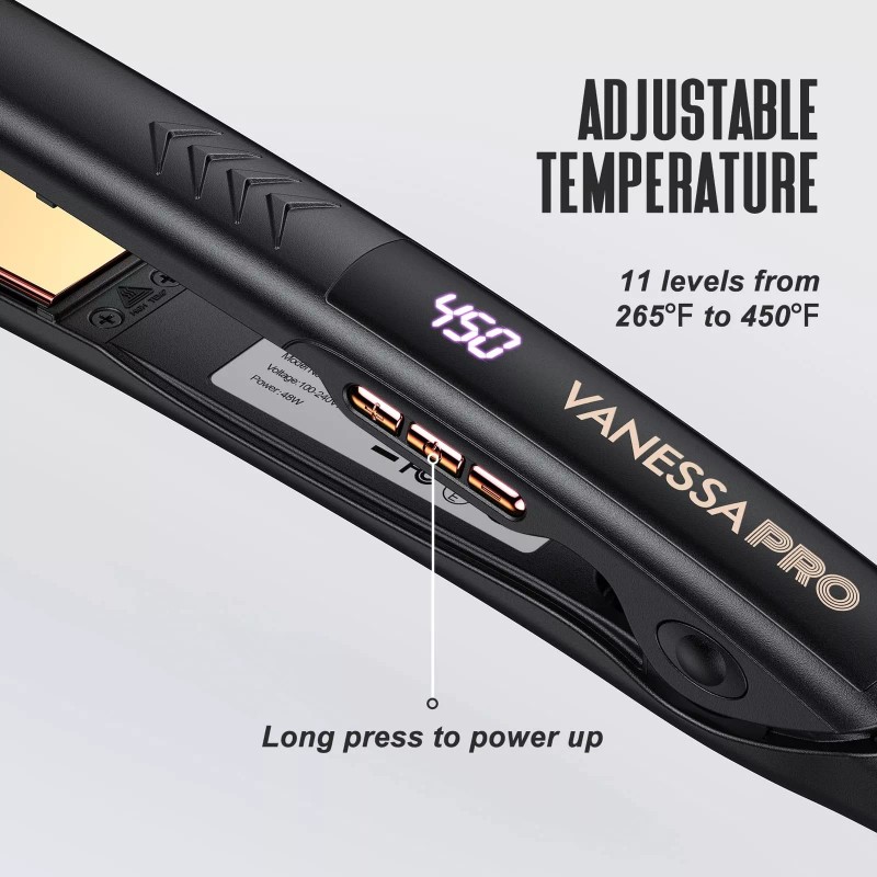 VANESSA PRO Flat Iron Hair Straightener, 100% Pure Titanium Flat