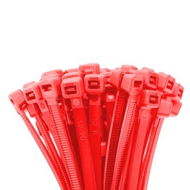 ERKO Cable Ties Red 200 x 3.6 mm Pack of 100 for Decoration, Organisation, Craft Projects and Cable Management, for Indoor and Outdoor Use, Short