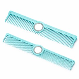 Dual-Size Barber Finger Spin Comb Set, 2-Piece Professional Trick Styling Comb with Small & Large Finger Ring, Dense & Wide Teeth Hair Cutting Combs for Barbers and Stylists (Mint Green, Dual-Size)