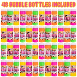 ArtCreativity 48 Pack Bubble Bottles with Wand - Bubbles for Kids Bulk Party Favors, Outdoor Summer Toys, Birthday Goodie Bag Fillers, Bulk Bubbles for Kids in Assorted Colors