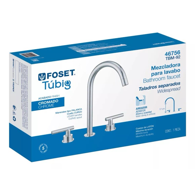 Foset Mezcladora P/lavabo,taladros Separados,palanca,cromo,tubig