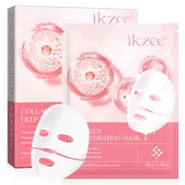 Bio-Collagen Real Deep Mask,Collagen Face Mask,Deep Lifting Mask, Pore Minimizing, Elasticity Improvement,Moisturize, Firm & Enhance Skin Vitality (4 pcs)