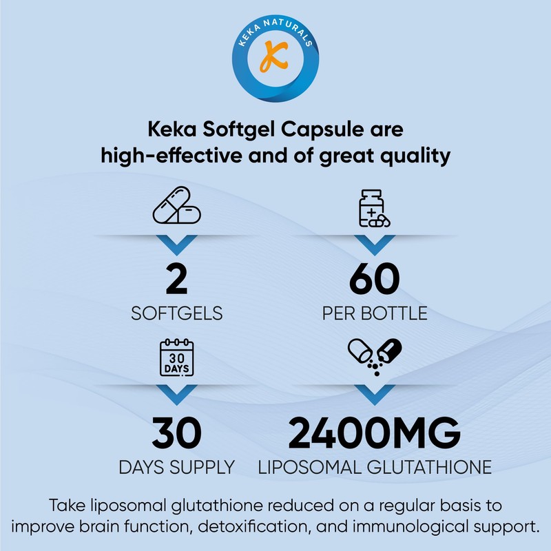 2400 MG Liposomal Glutathione Softgels, Max Absorption, Active Form L-Glutathione