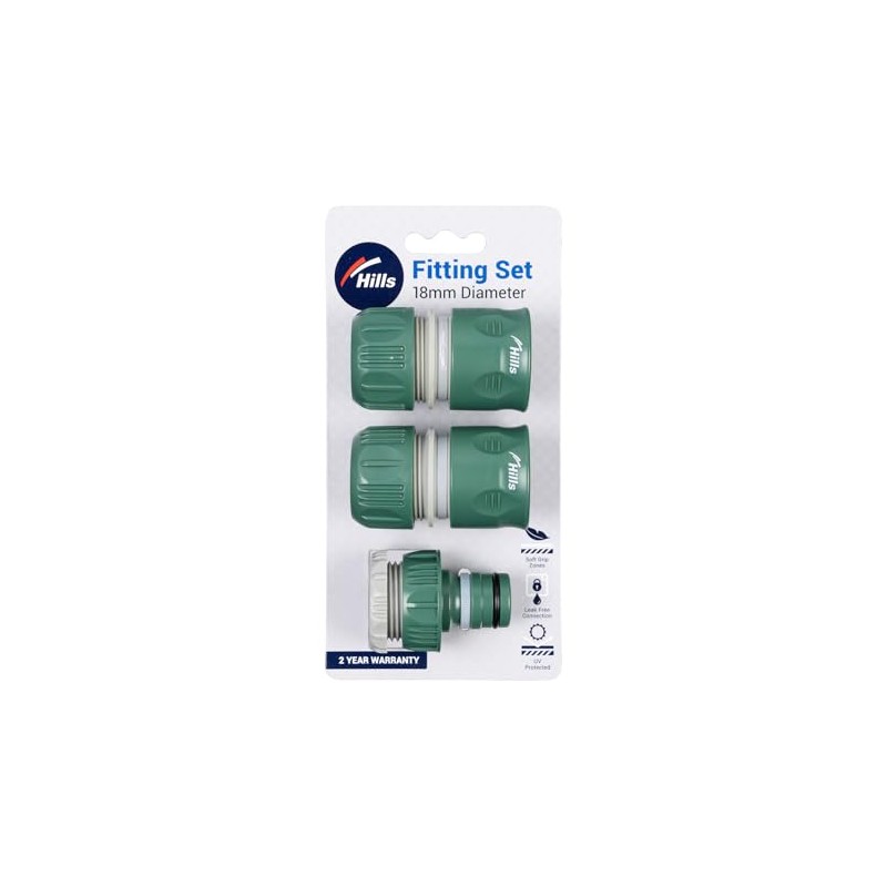 Hills Plastic Garden Watering Hose Fitting Set, 18 mm (3-Pieces)