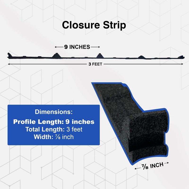 Duco USA-Made Classic Rib Foam Closure Strips 3ft Long, 9"