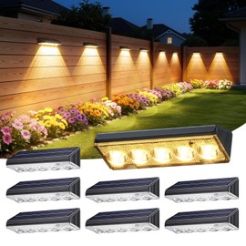 KOOPER Solar Fence Lights Outdoor Waterproof, 8 Pack Warm White & 9 Fixed Colors & Color Changing Fence Lights Solar Powered, Solar Lights Outdoor Fence for Outside Backyard Railing Patio Wall Deck
