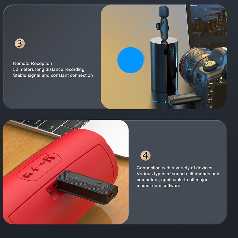 Wireless Lavalier Microphone Professional Noise Reduction Automatic Pairing Lapel Microphone