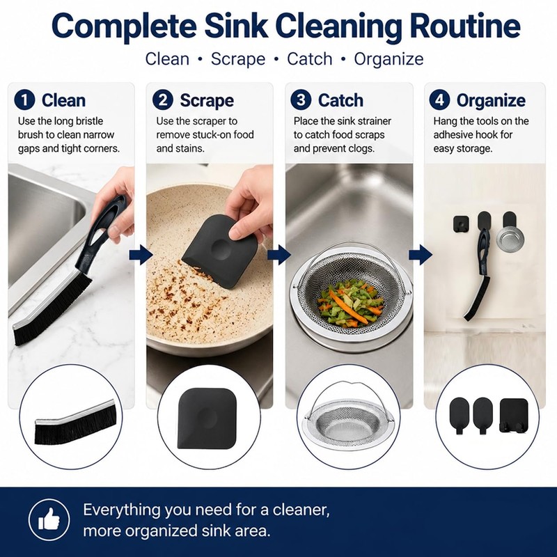 MxTong Sink Cleaning Tool Kitchen Cleaning Brush Kit