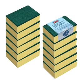 Lola Products Pot Brite Scour N' Sponge, Dual Purpose Non-Scratch Dish Scrub Sponge Cleaning Pads, Nylon & Polyester Non-Woven, Fiber Side Scrubs & Scours & Sponge Side Wipes & Dries - 144 Pack