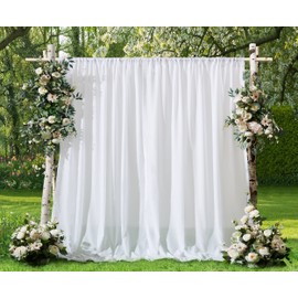 Warm Home Designs 10 Feet Long White Backdrop Curtains. Pair of 52 x 120 Chiffon Backdrop Curtains with 2 Tie-Backs. Perfect as Wedding Backdrop, White Backdrop, or as Chiffon Curtains. WW White 120"