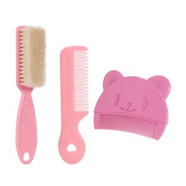 2 Combs 1 Baby Hair Brush Pink Comb Cute Mini Comb Soft Hair Brush Kids Hair Care Props Set