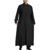 LVCBL Men's Kaftan Robe Long Sleeve Thobe Button Down Islamic