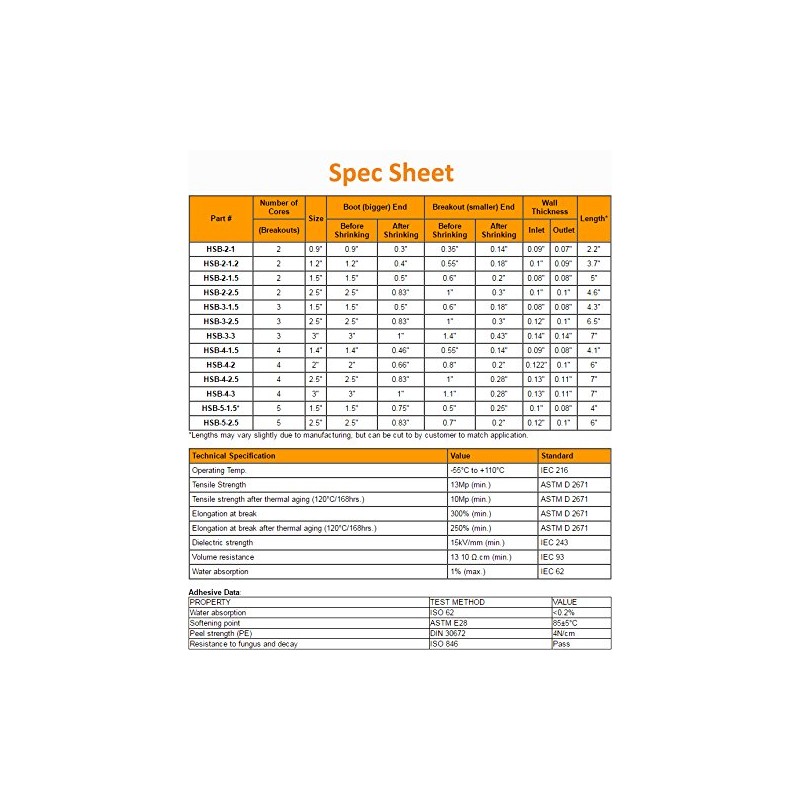 Electriduct Heat Shrink Breakout Boots 1.5" Core Diameter 3 Cores