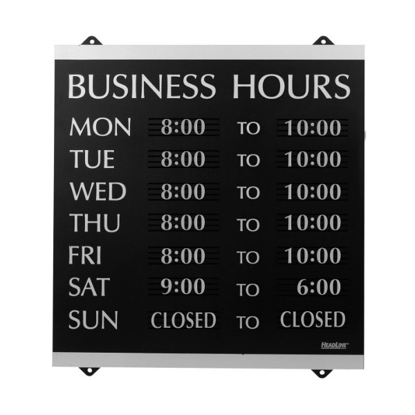 Headline Sign - Century Series, Business Hours Sign with 208-3/4"
