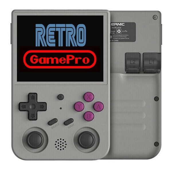 Retro GamePro RG353V Handheld Game Console Support Dual OS Android 11+ Linux, 5G WiFi 4.2 Bluetooth RK3566 64BIT 64G TF Card 4450 Classic Games 3.5 Inch IPS Screen 3500mAh Battery (Anbernic Gray)