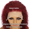 99J Bordeaux-Perücke, kurz, tief, gelockt, Lace-Front, Wasserwellen, Echthaar-Perücke, Weinrot, Echthaar-Perücke,