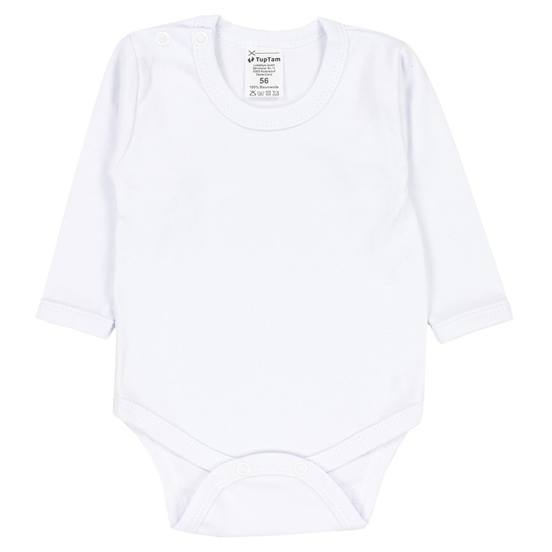 TupTam Baby Boys’ Long-Sleeved Bodysuit, Plain Colours, Pack of 5