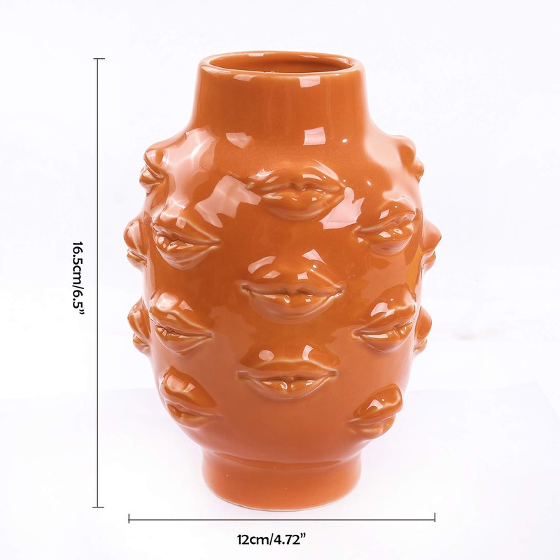 Romehaha Ceramic Body Vase, Lips Vase Table Decor Modern Farmhouse