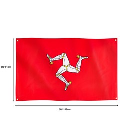 Runesol Isle of Man Flag, 91x152cm, 3ft x 5ft, 4 Grommets, Eyelet In Every Corner, Manx Triskelion Flag, Mann, Premium Flags, Inside, Outside, Vivid Colours