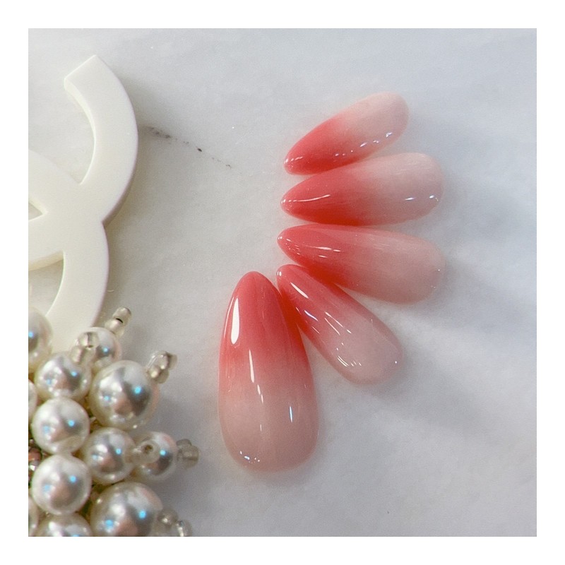 Flower Water GrasHandmade Nail Tips - Petit Coffin / 꽃물그라수제네일팁