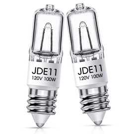 Flaspar JDE11 120V 100W, E11 Bulb, E11 Halogen Light Bulbs, T4 Mini Base Dimmable Candelabra Bulbs, 2800K Warm White Halogen Clear JDE11 Bulb for Ceiling Fan, Chandeliers, Cabinet Lighting, 2 Pack