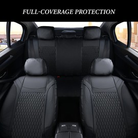 Coverado Car Seat Covers Full Set, 11 Pieces Universal Seat Covers for Cars, PVC Car Seat Cushions, Auto Car Seat Protectors for Front and Rear, Driver Seat Covers Fit for Most Vehicles Black